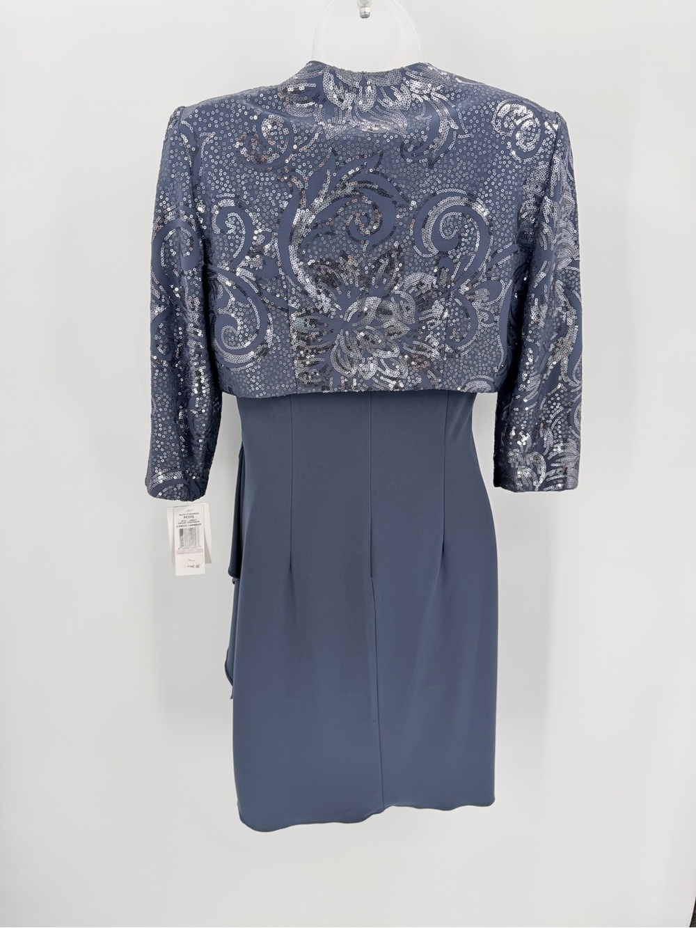 Alex Evenings Jacket Dress Womens 6P Petite 2 Pc Set Blue-gray Sparkle Cocktail - Picture 3 of 14